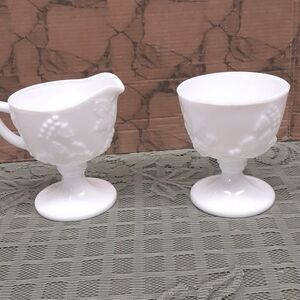 2 -pc Vintage Mid 20th Century Indiana Glass Company Sugar, Creamer